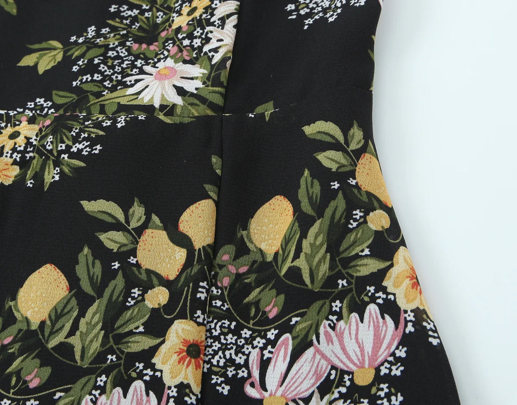 Floral Tie Strap Square Neck Maxi Dress