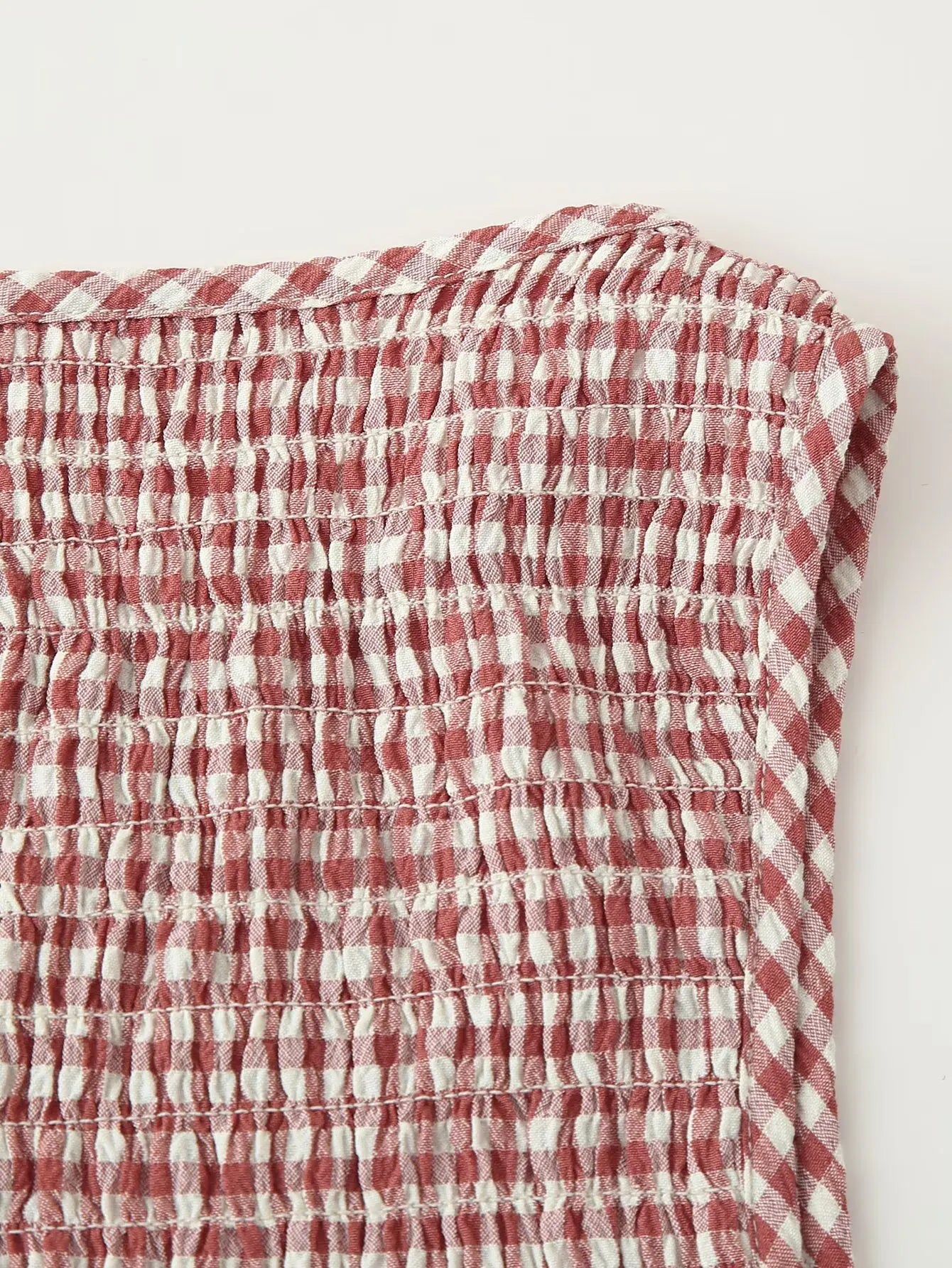 Smocked Crewneck Gingham Maxi Dress