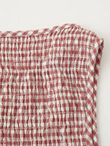 Smocked Crewneck Gingham Maxi Dress