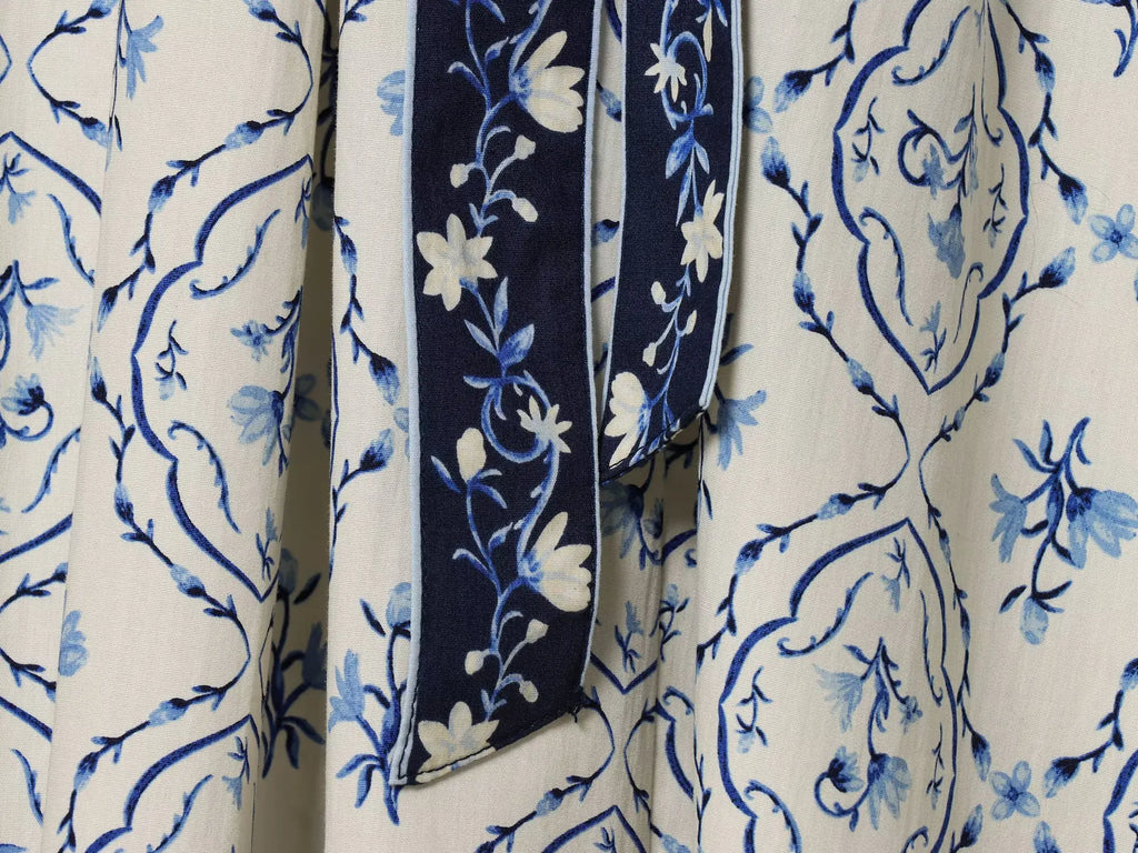Porcelain Belt Midi Dress