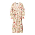 Botanical V Neck Long Sleeve Maxi Dress