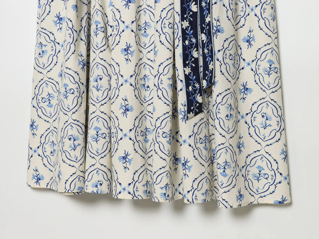 Porcelain Belt Midi Dress