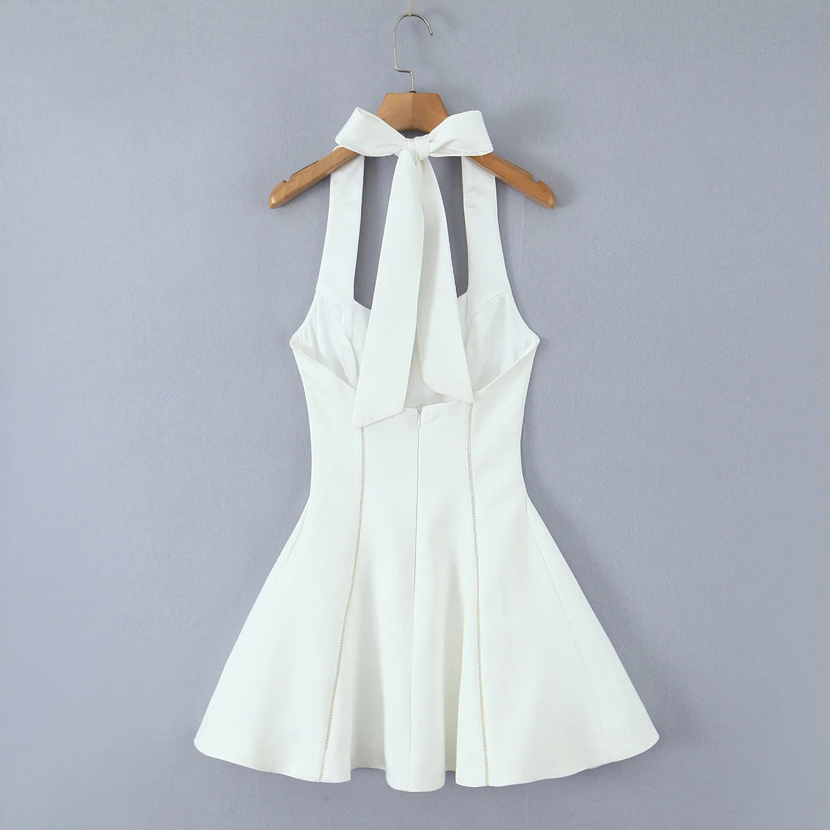 Halter Tie Neck Flare Mini Dress