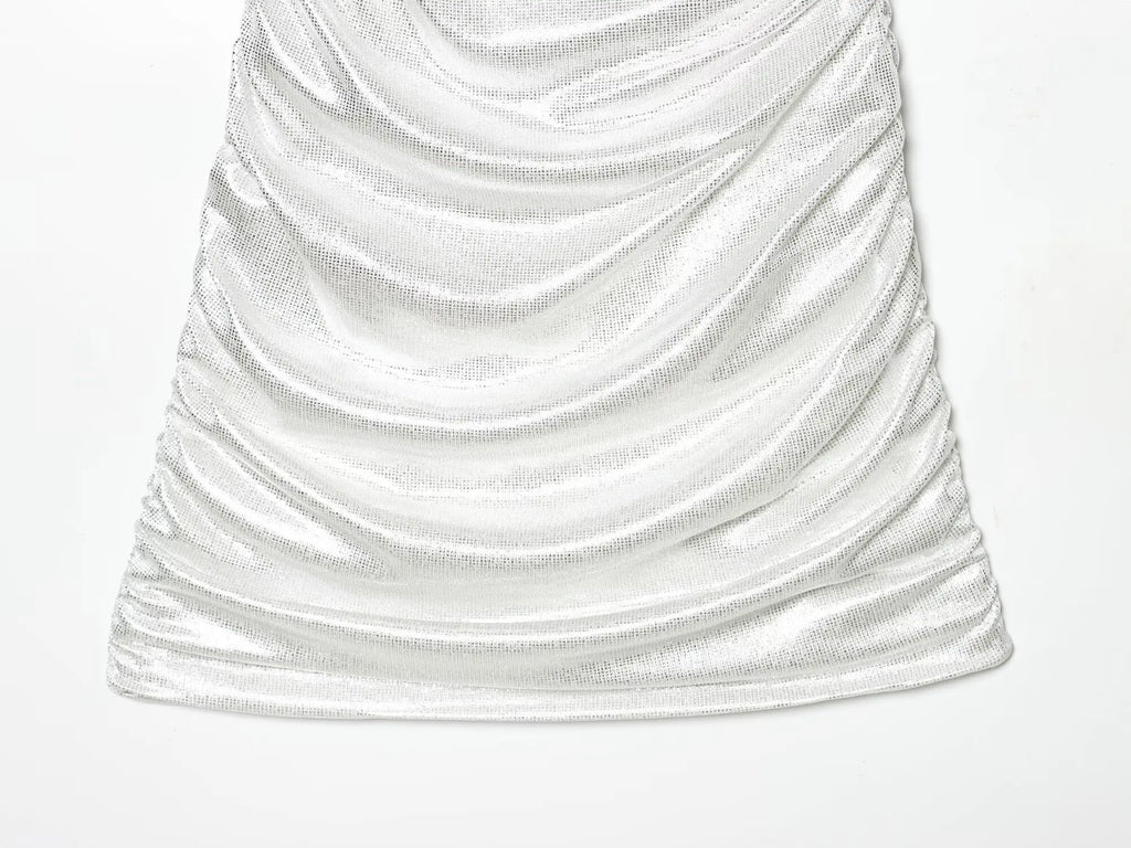 One Shoulder Draped Ruched Mini Dress