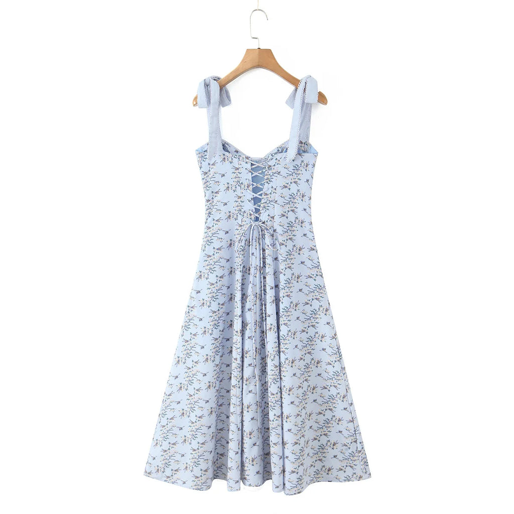 Bow Strap Sweetheart Midi Dress