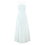 Crisscross Back Lace Textured Midi Dress