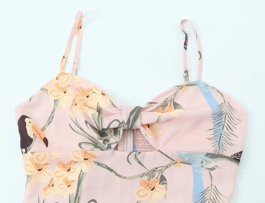 Bird Garden Wrap Midi Dress