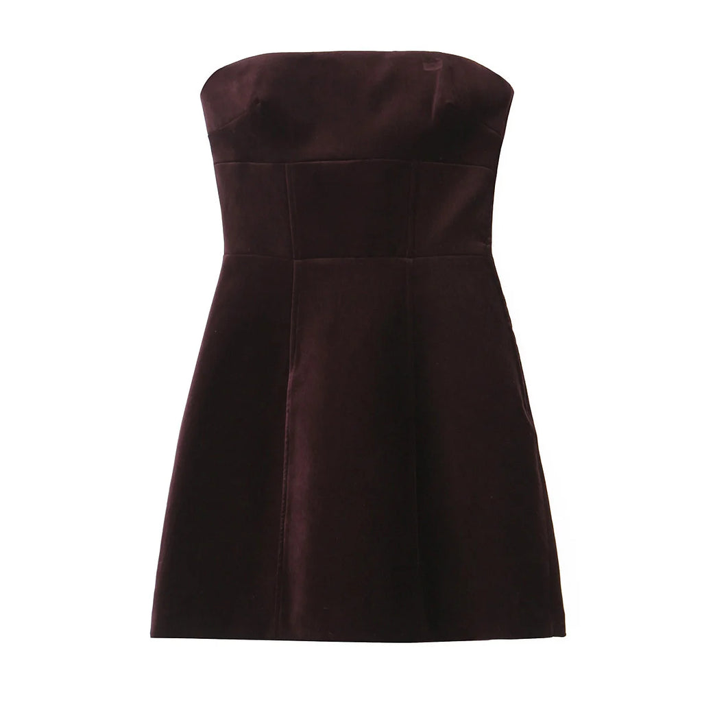 Strapless Bow Back Satin Mini Dress