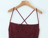 Crisscross Back Lace Textured Midi Dress