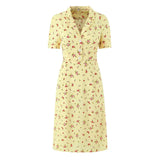 Notched Collar Button Front Midi Dress