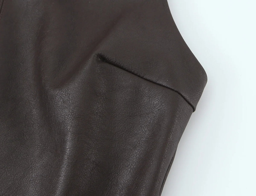 Sculpted Faux Leather Bubble Hem Mini Dress