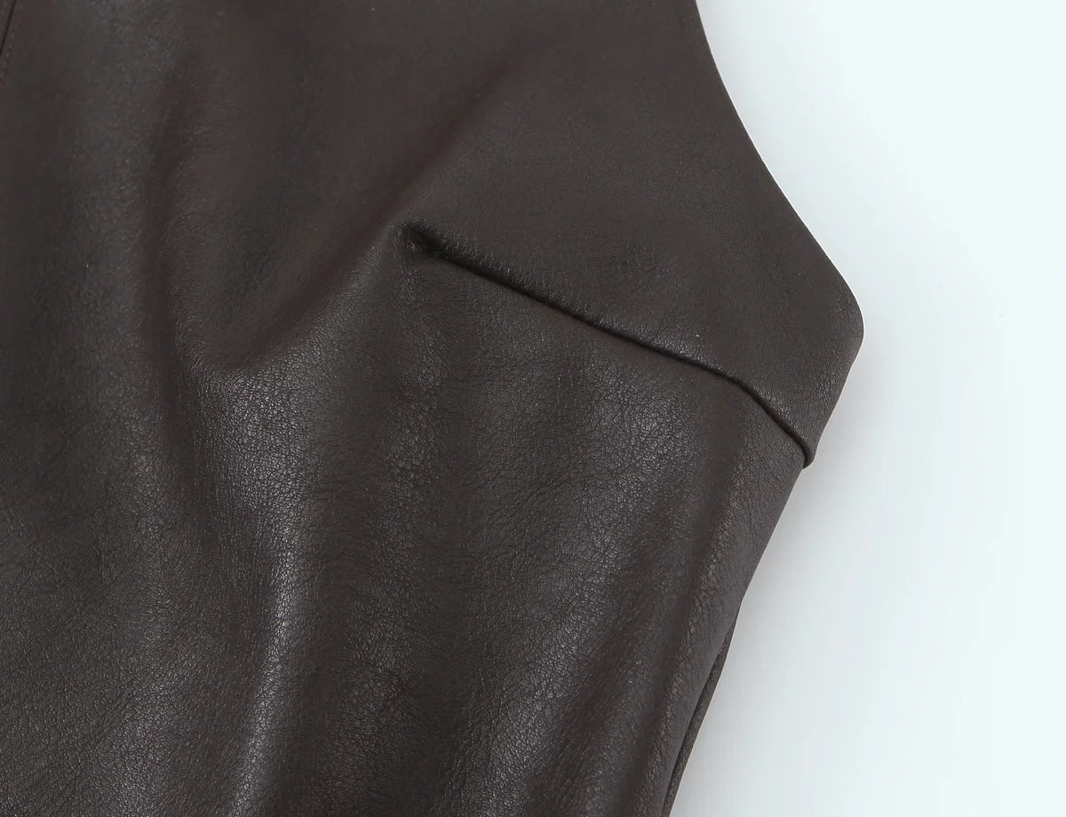 Sculpted Faux Leather Bubble Hem Mini Dress
