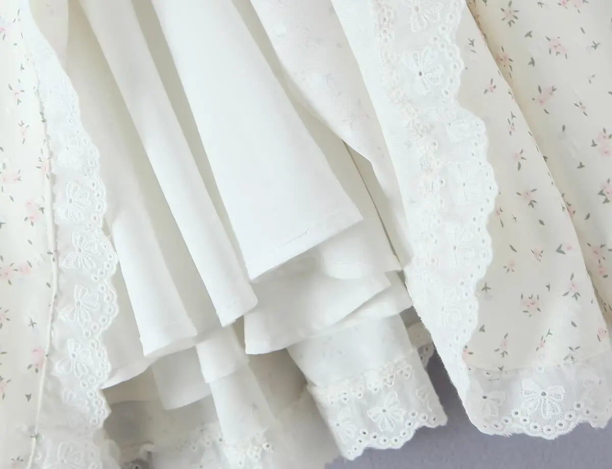 Lace Corset Puff Sleeve Mini Dress