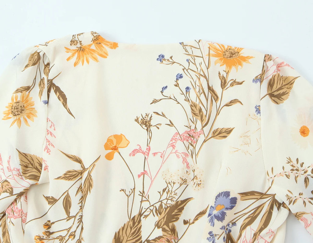 Botanical Wrap Kimono Mini Dress