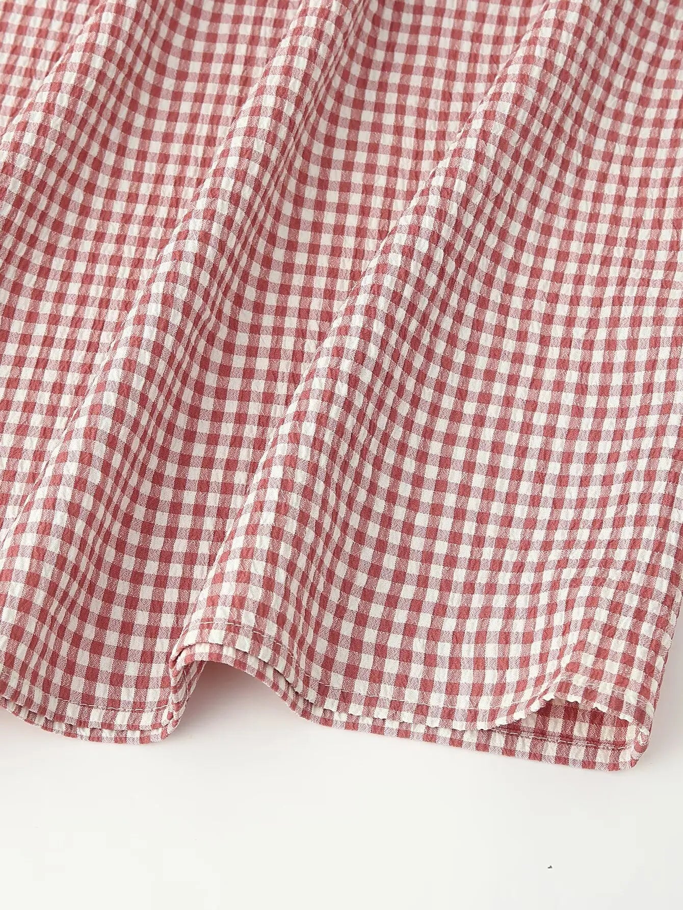 Smocked Crewneck Gingham Maxi Dress