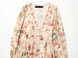 Botanical V Neck Long Sleeve Maxi Dress