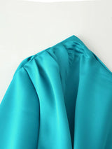 One Shoulder Draped Pleated Trim Midi Dress