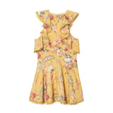 Ruffle Trim High Neck Floral Mini Dress