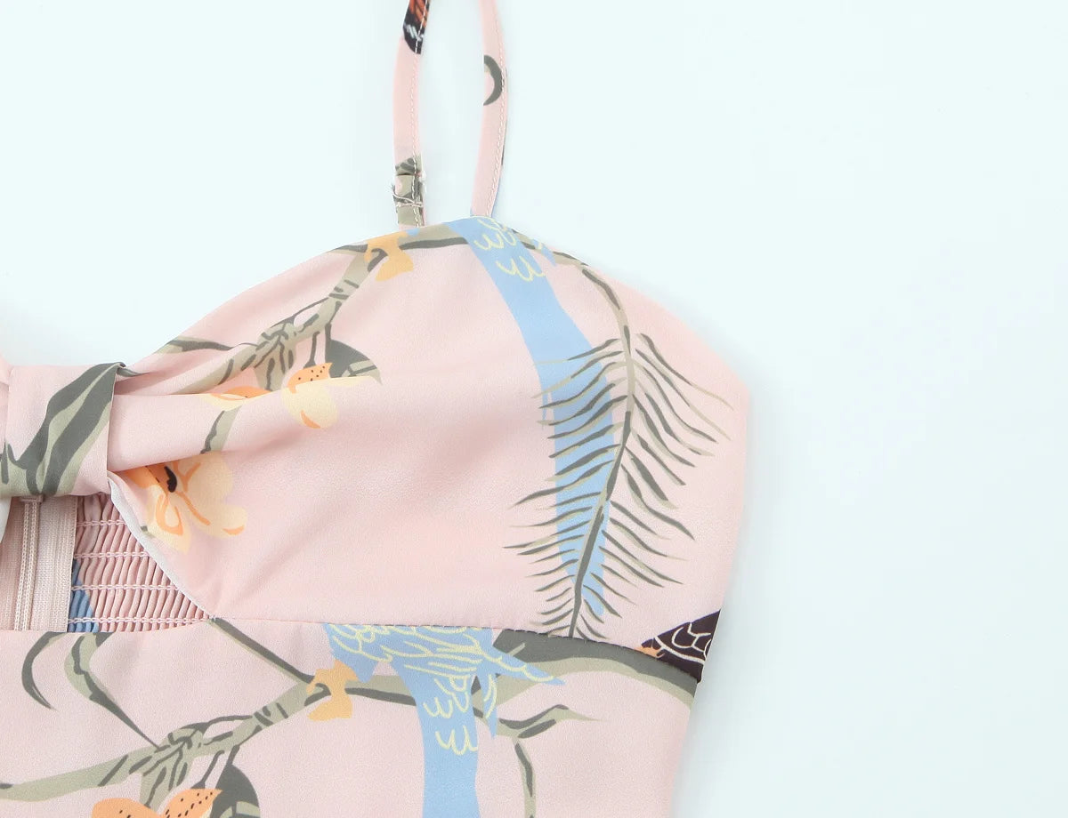 Bird Garden Wrap Midi Dress