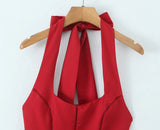 Halter Tie Neck Flare Mini Dress