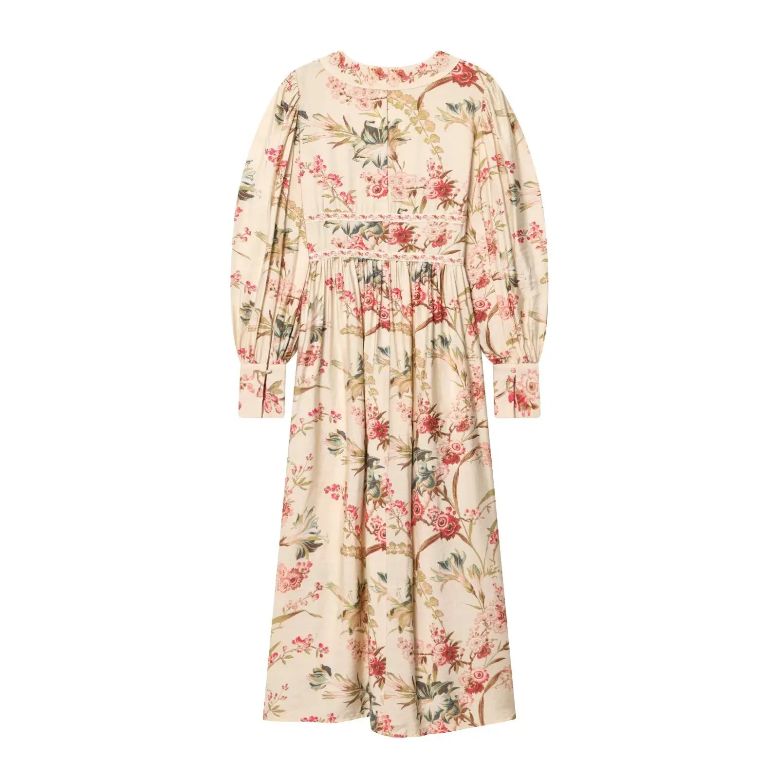 Botanical V Neck Long Sleeve Maxi Dress