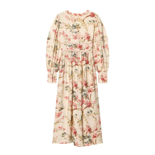 Botanical V Neck Long Sleeve Maxi Dress