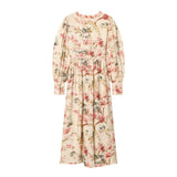 Botanical V Neck Long Sleeve Maxi Dress