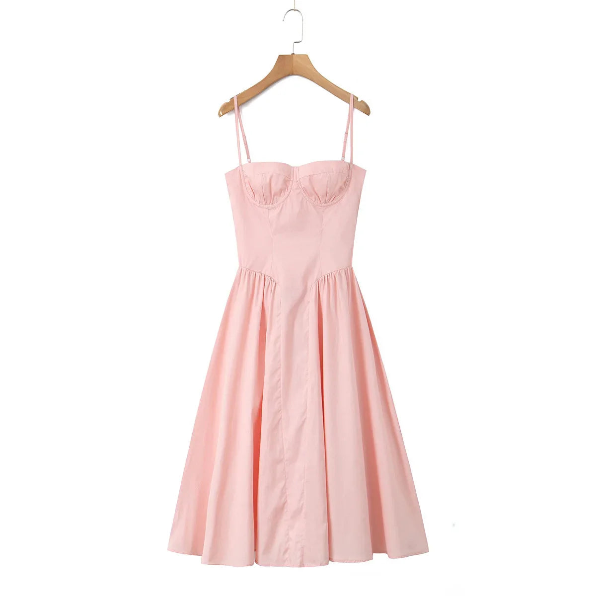 Strapless Corset Bodice Full Skirt Midi Dress
