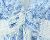 Lace Panel Tie Front Mini Dress