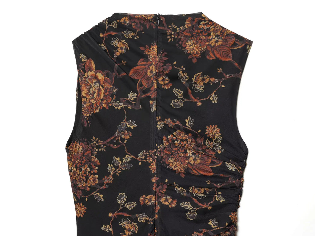 Draped Cowl Neck Floral Maxi Dress