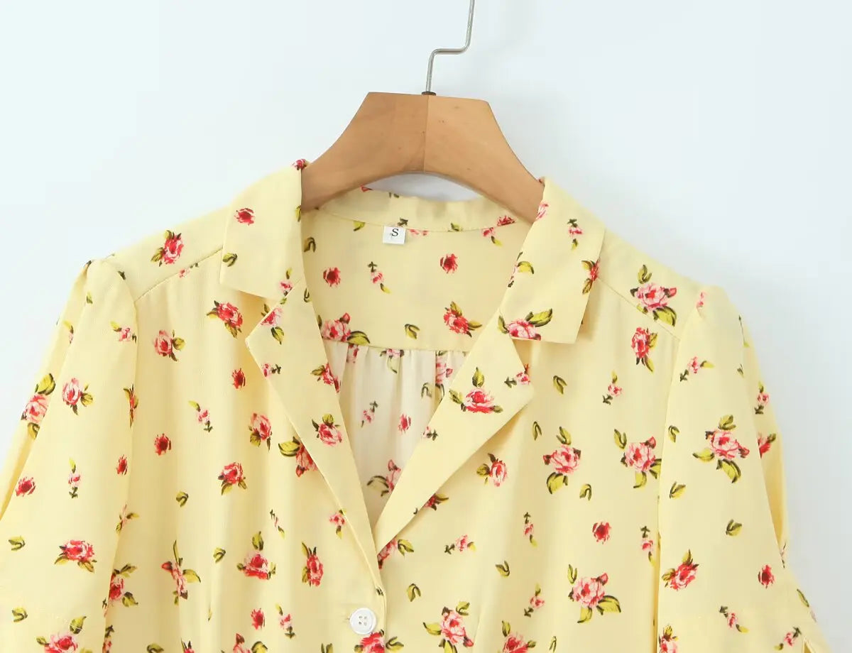 Notched Collar Button Front Midi Dress