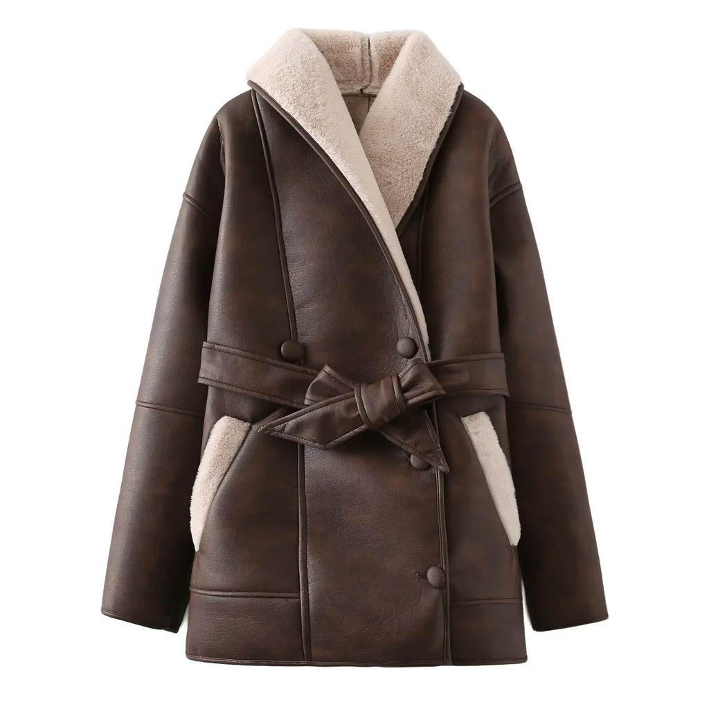 Marcella Belted Shearling Coat