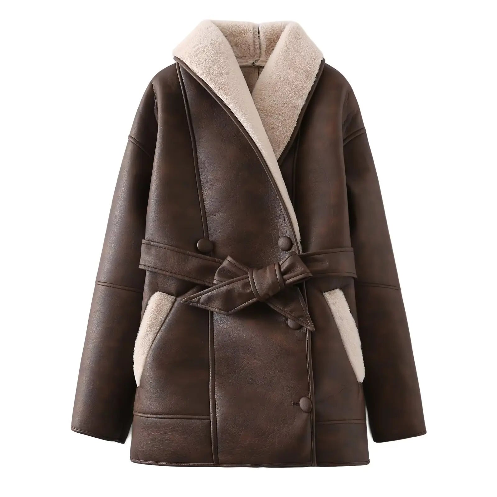 Marcella Belted Shearling Coat