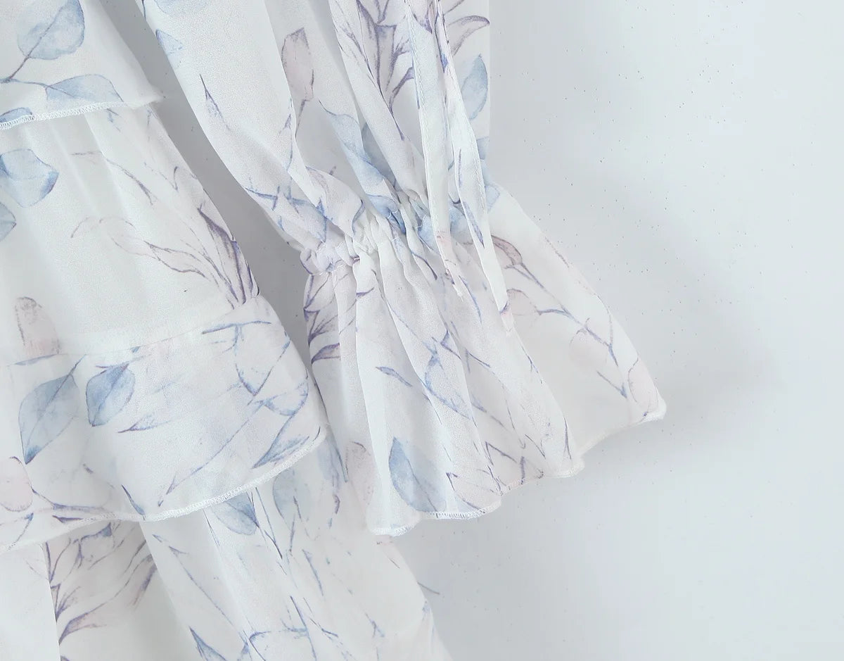 Lace Up Tiered Ruffle Mini Dress