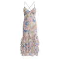 Crossback V Neck Ruffle Hem Maxi Dress