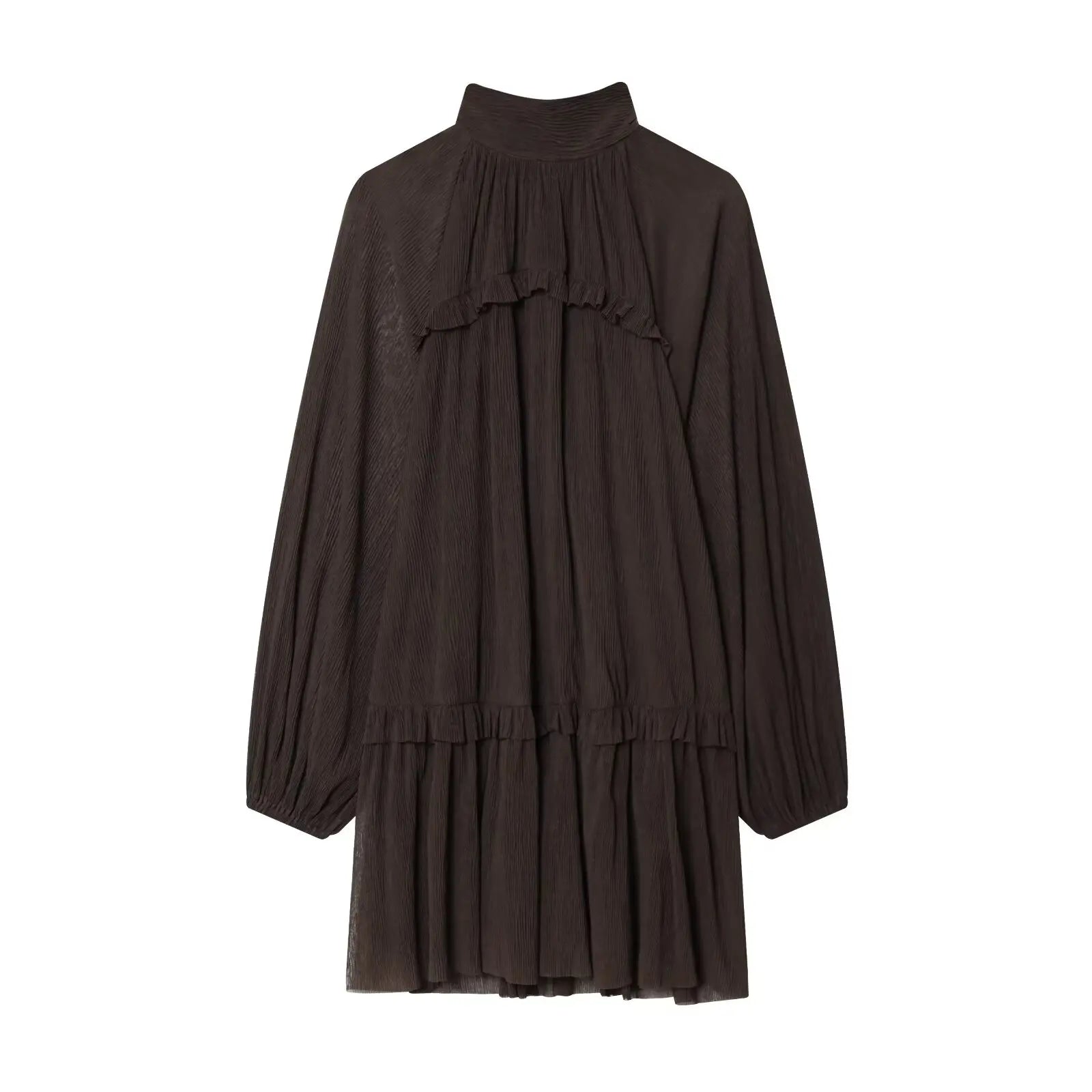 High Neck Ruffle Tiered Mini Dress