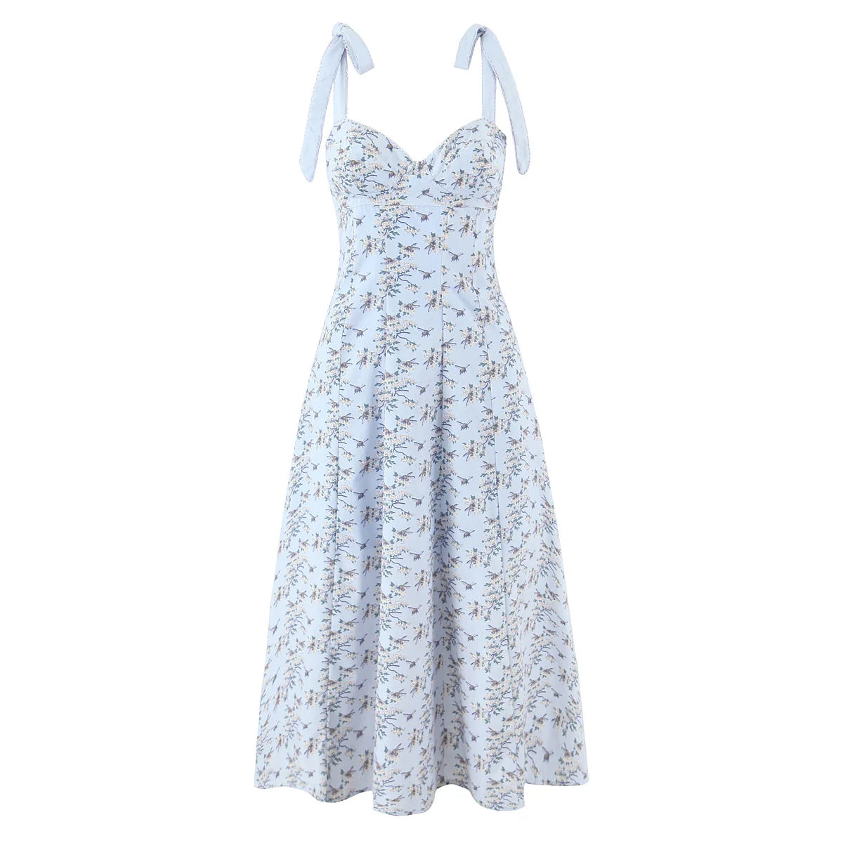 Bow Strap Sweetheart Midi Dress