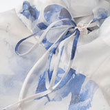 3D Floral Strap Lace Up Tiered Mini Dress