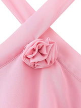 Rosette Halter Tiered Chiffon Maxi Dress