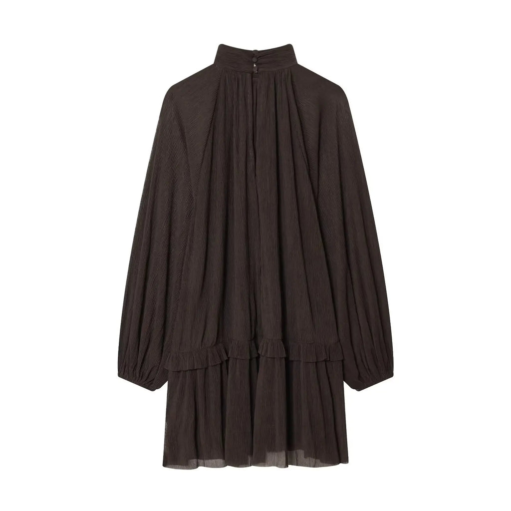 High Neck Ruffle Tiered Mini Dress