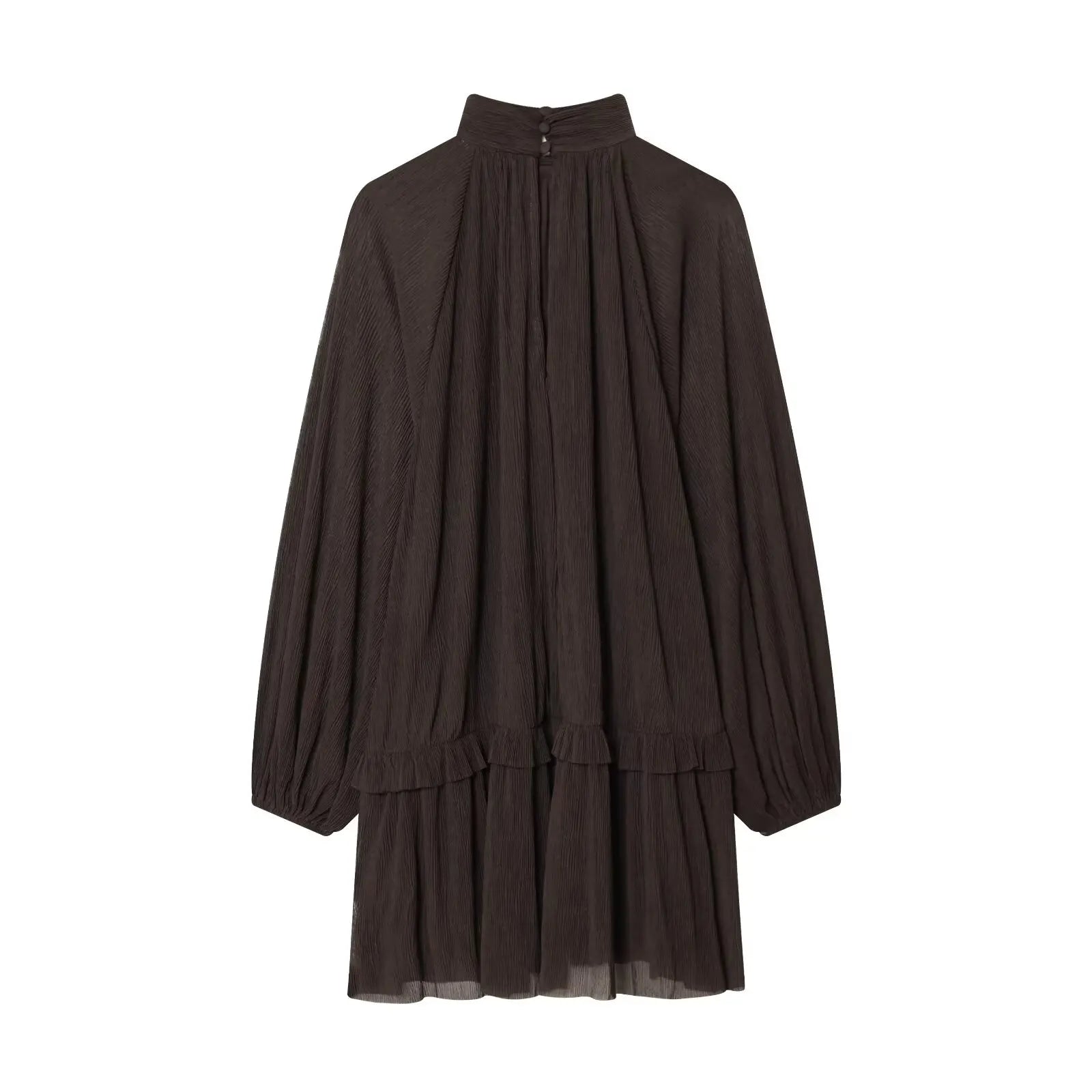 High Neck Ruffle Tiered Mini Dress