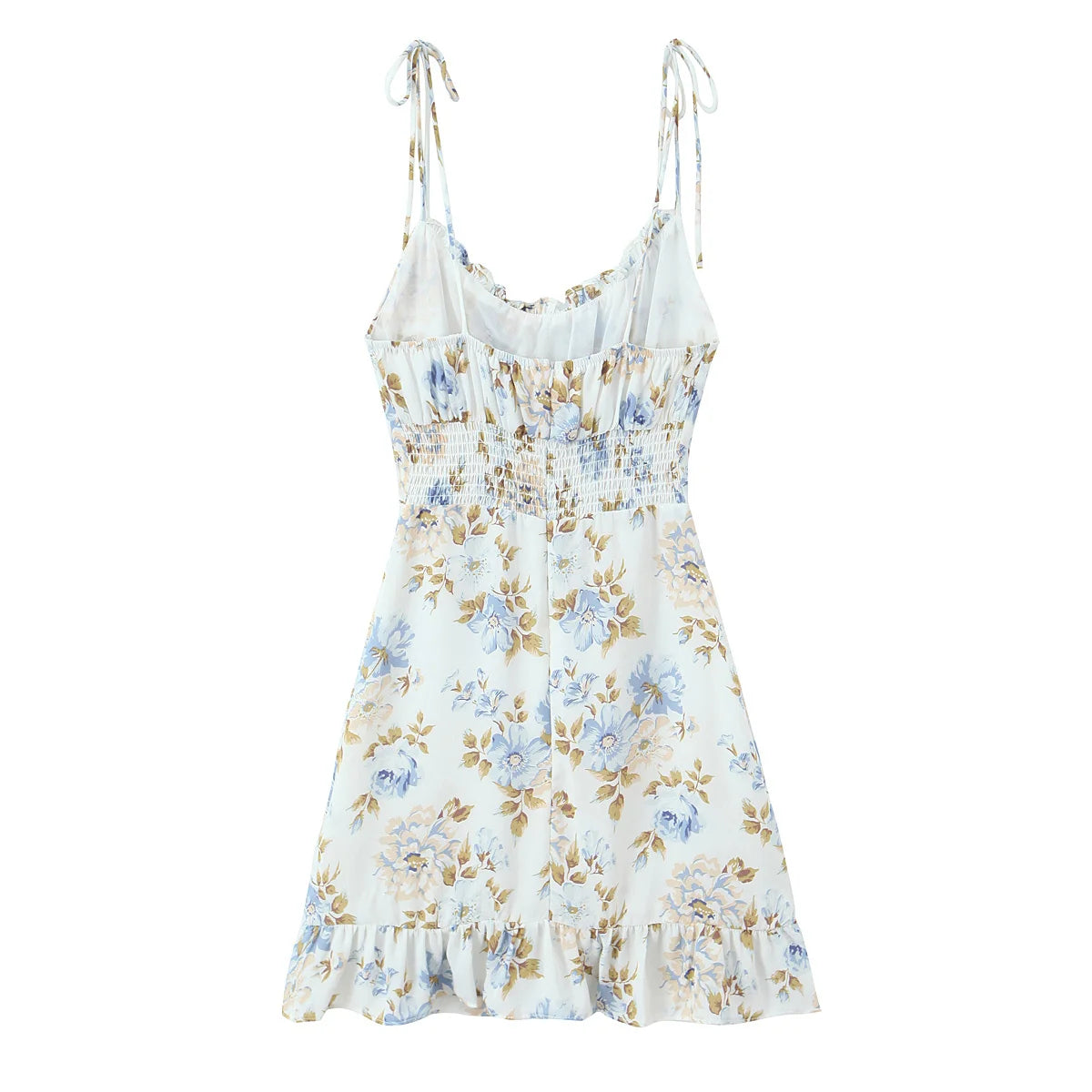 Tie Strap Ruffle Hem Mini Dress