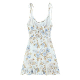 Tie Strap Ruffle Hem Mini Dress