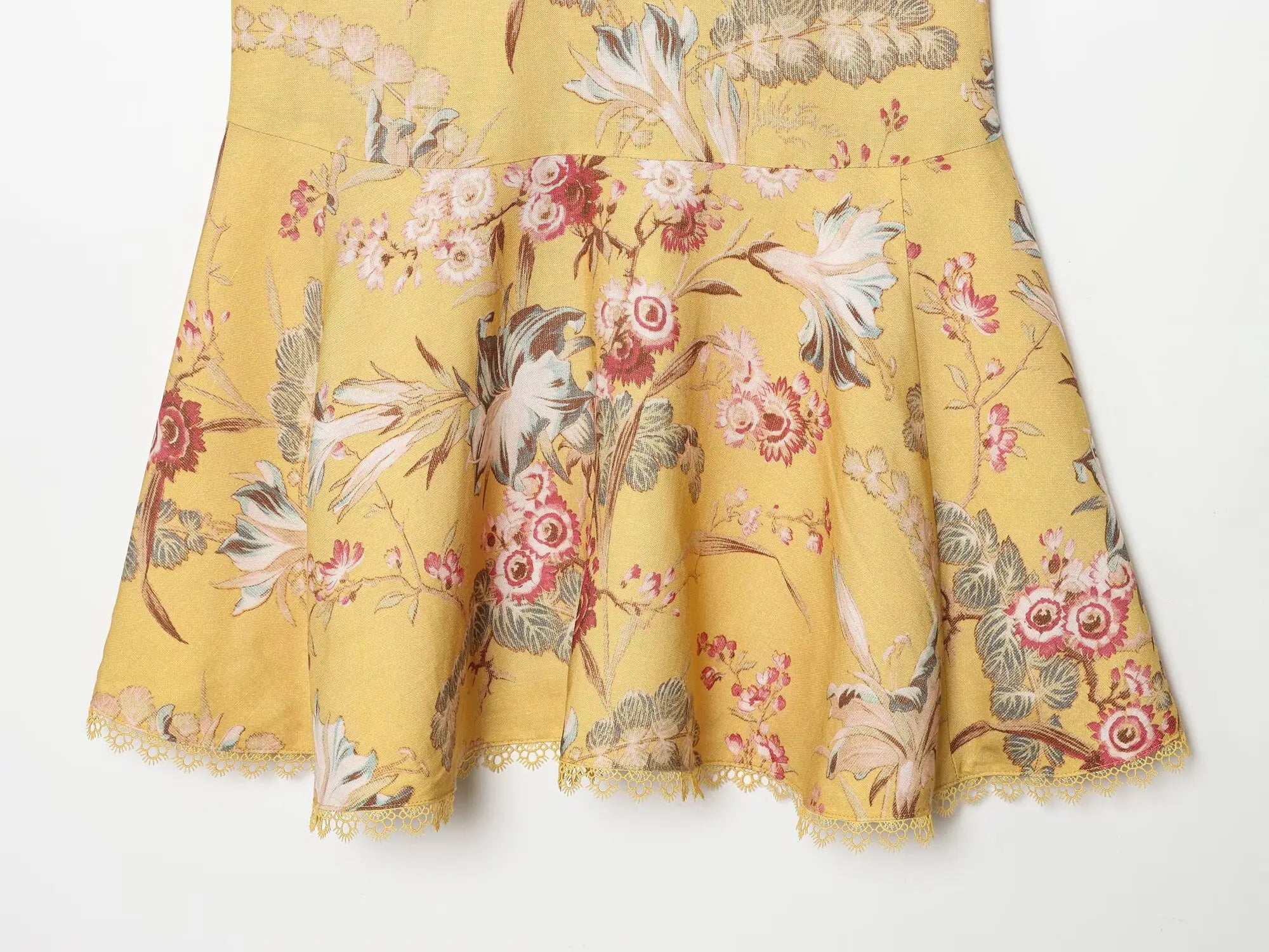 Ruffle Trim High Neck Floral Mini Dress