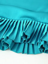 One Shoulder Draped Pleated Trim Midi Dress