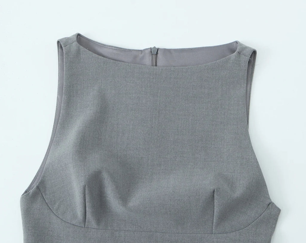 Sleeveless A Line Pleated Hem Mini Dress