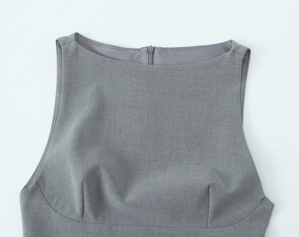 Sleeveless A Line Pleated Hem Mini Dress