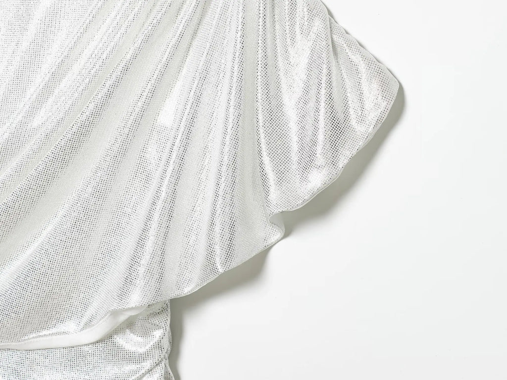 One Shoulder Draped Ruched Mini Dress