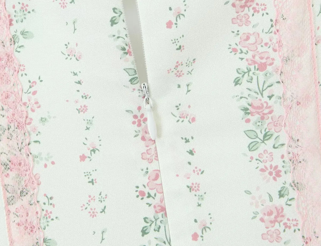 Floral Stripe Corset Maxi Dress