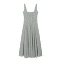 Square Neck Pleated Midi Dress